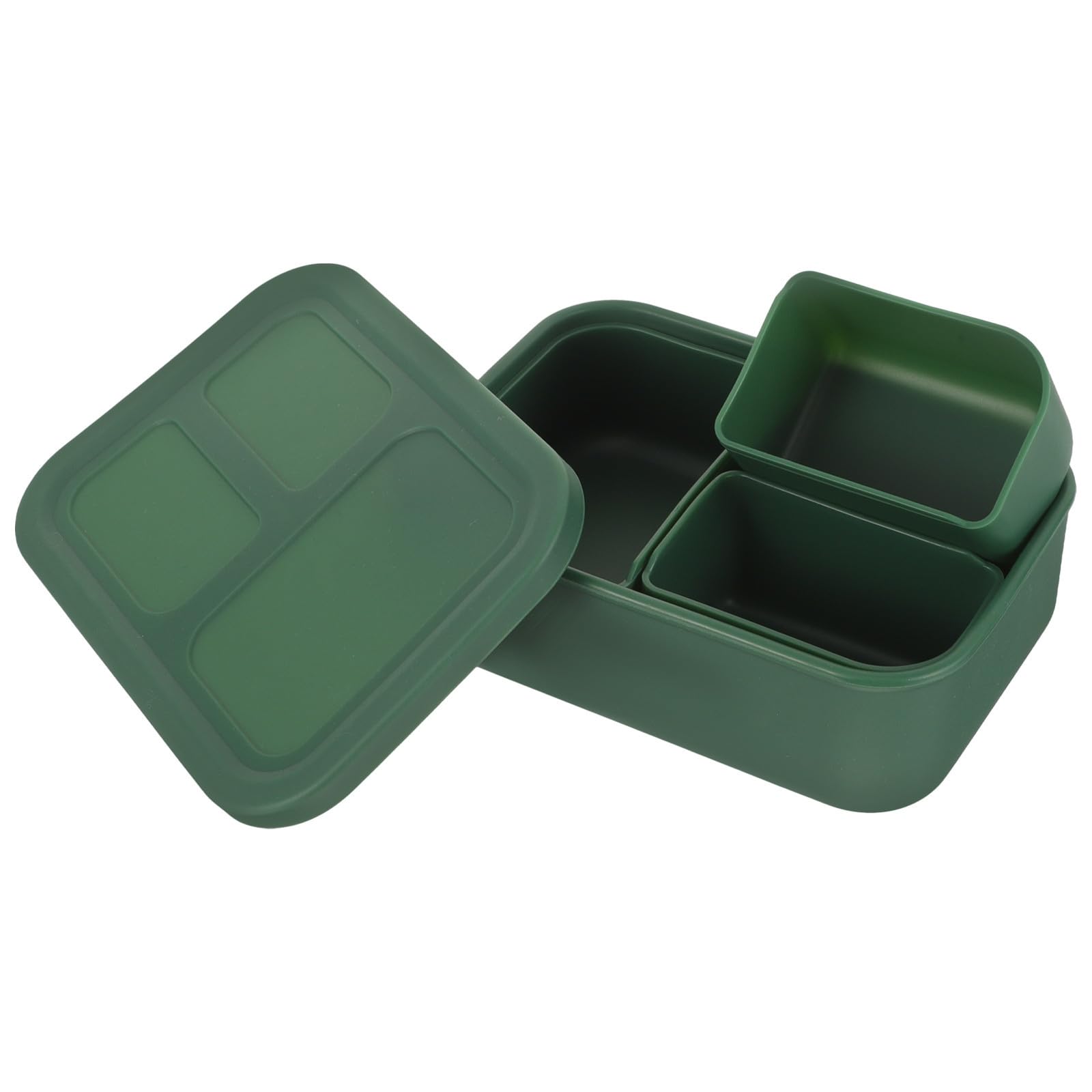 Zerodeko Boîte à Déjeuner en Silicone 3 Compartiments 420ml Micro-ondes Sûre Compartiment Droit pour Repas Maison ou Bureau