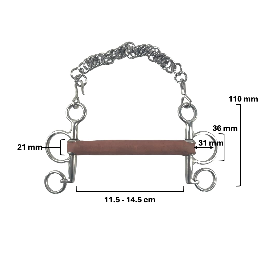 ES0230 JW - Mordida de piel Pelham (acero, grosor de 21 mm, 12,5 cm)