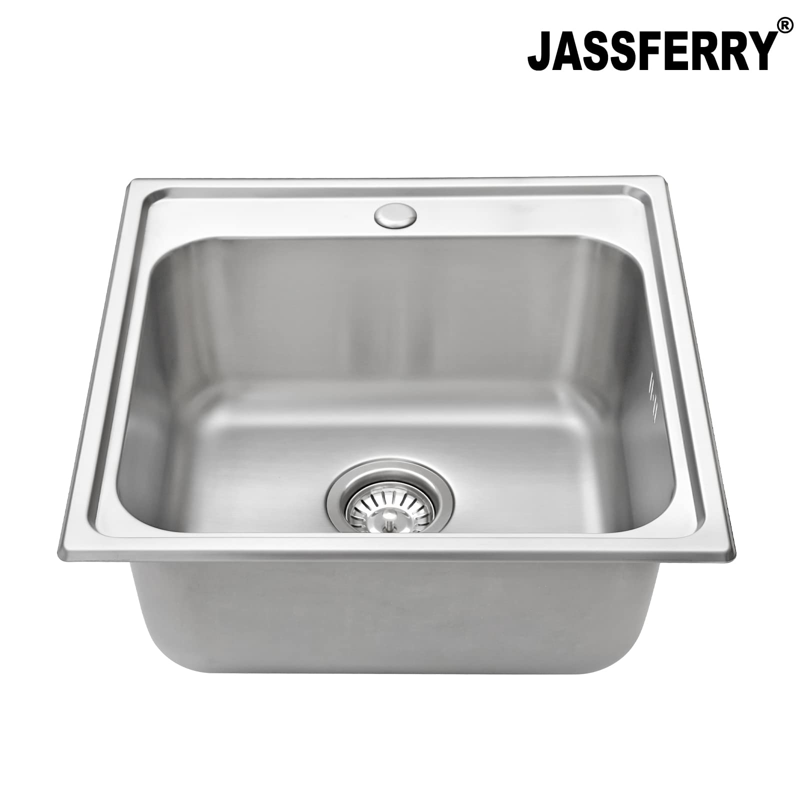 JASSFERRY Lavello da cucina Vasca singola in Acciaio Inox Spazzolato, incasso Lavandino, con set di rifiuti