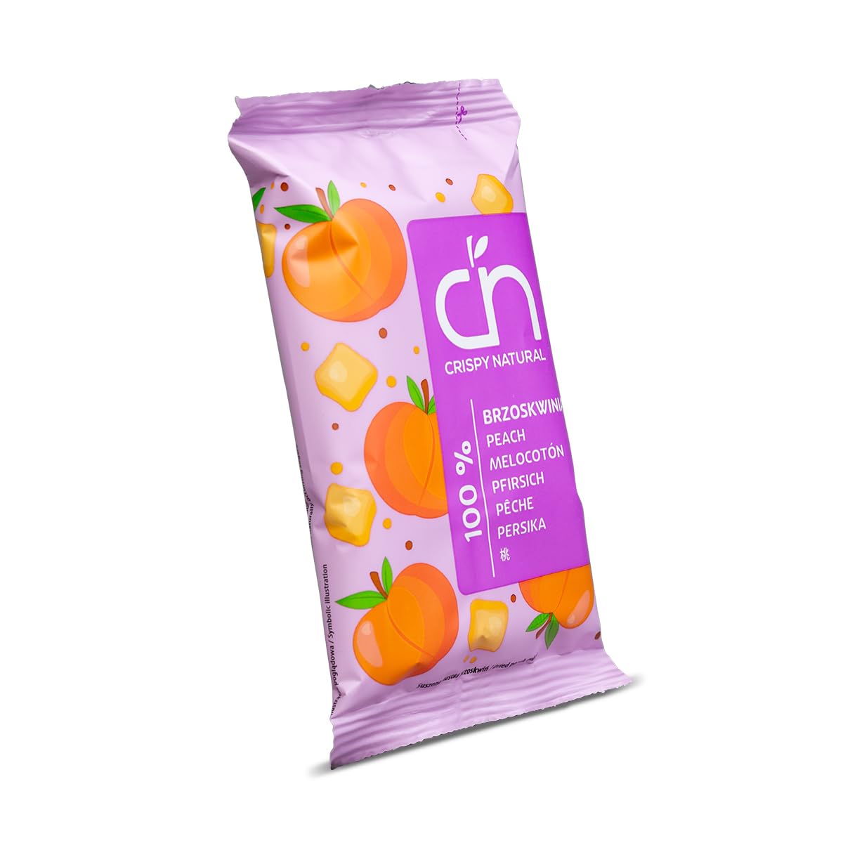 Crispy Natural Durazno Chips 20x12 g. Frutas Deshidratadas Naturalmente Crujientes. Snack Saludable Sin Azúcar Añadido, Sin Gluten. Fuente de Fibra. Pequeñas Porciones.