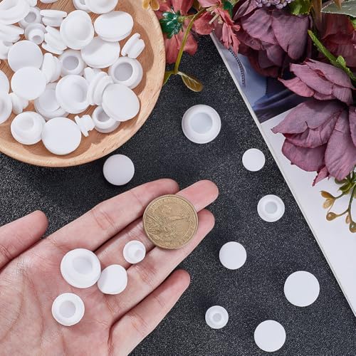 Image of GORGECRAFT 50Pcs 5 Sizes Silicone Hole Plug White Rubber Tapered Round Waterproof Button Tube End Caps Cover Soft Flexible Reusable Stopper Inserts Fit for Bathtub Furniture Bottle 0.2-0.4 Inch Hole