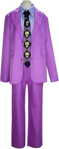Weixu Disfraz de anime Kira Yoshikage para cosplay, color morado, uniforme de Halloween, juego de rol, trajes de fiesta