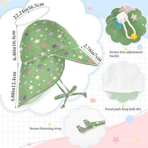 Infant Sun Hat Baby Boys' Hat Girl Sun Protection Adjustable Traveling Swim Hat Multicolored Stars Green4