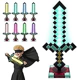 Rppiup Lámpara de espada de diamante Carft, lámpara de noche recargable de 39 cm con base, 9 modos de luz ajustables, luz nocturna para niños regalos, cosplay, decoración de fiesta