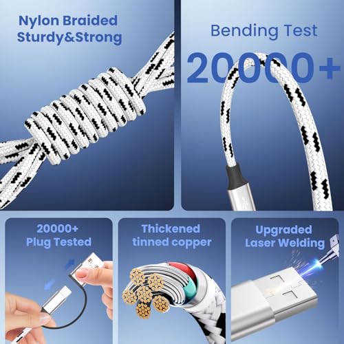 Image of Travel Essentials 3 in 2 Multi Charging Cable, 5FT USB A /C Port