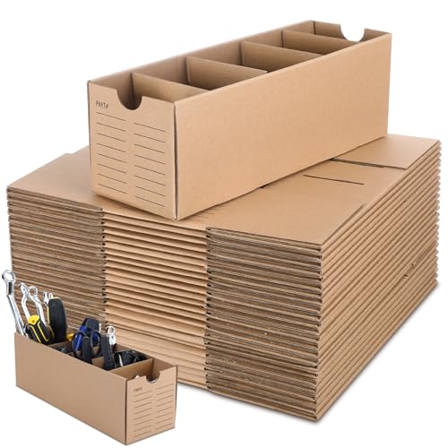 30 Sets Cardboard Parts Bins Boxes Kraft Cardboard Storage Bins w...