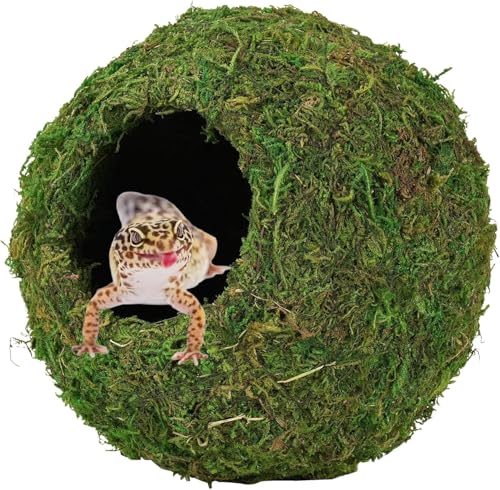 5inch Mossy Cave Hide, Moss Caves Hide for Reptile Frogs Snakes, Crested Gecko Tank Decor Leopard Gecko Hide Reptile Hide
