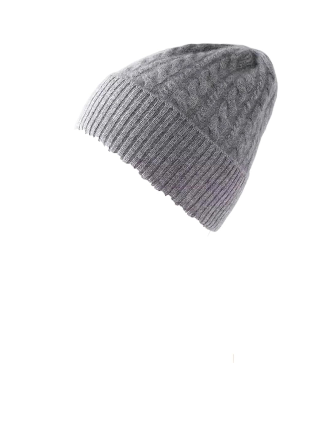 Czapka typu beanie Damska czapka typu beanie o splocie warkoczowym z domieszką wełny, wielokolorowa, jeden rozmiar
