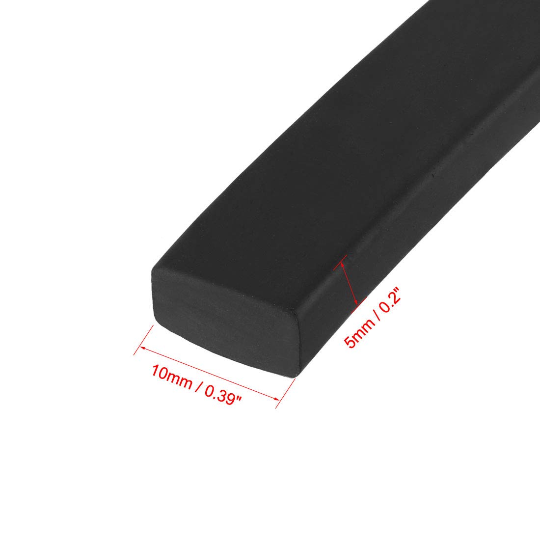 sourcing map Gummidichtung Gummistreifen Massiver Rechteck 10mm Breit, 5mm Dick, 5 Meter Lang, Schwarz