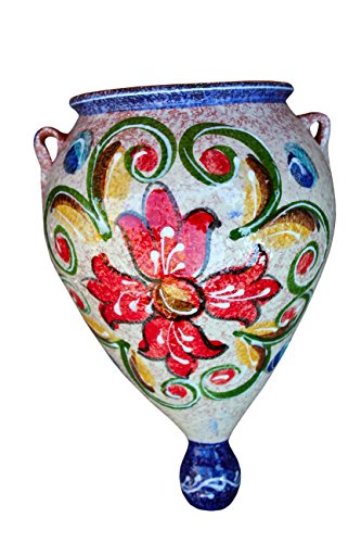 Cactus Canyon Ceramics Hand-Painted Spanish Orza Wall Flower Pot, Blue Treasure #TOP3