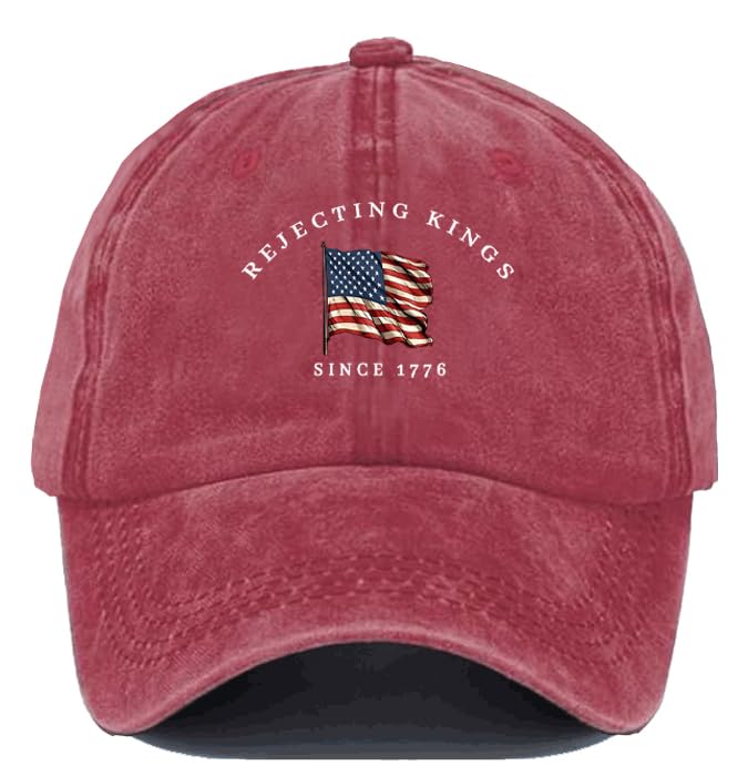 Image of Rejecting Kings Since 1776 Hat, No Kings in America Cap Funny Graphic Baseball Caps