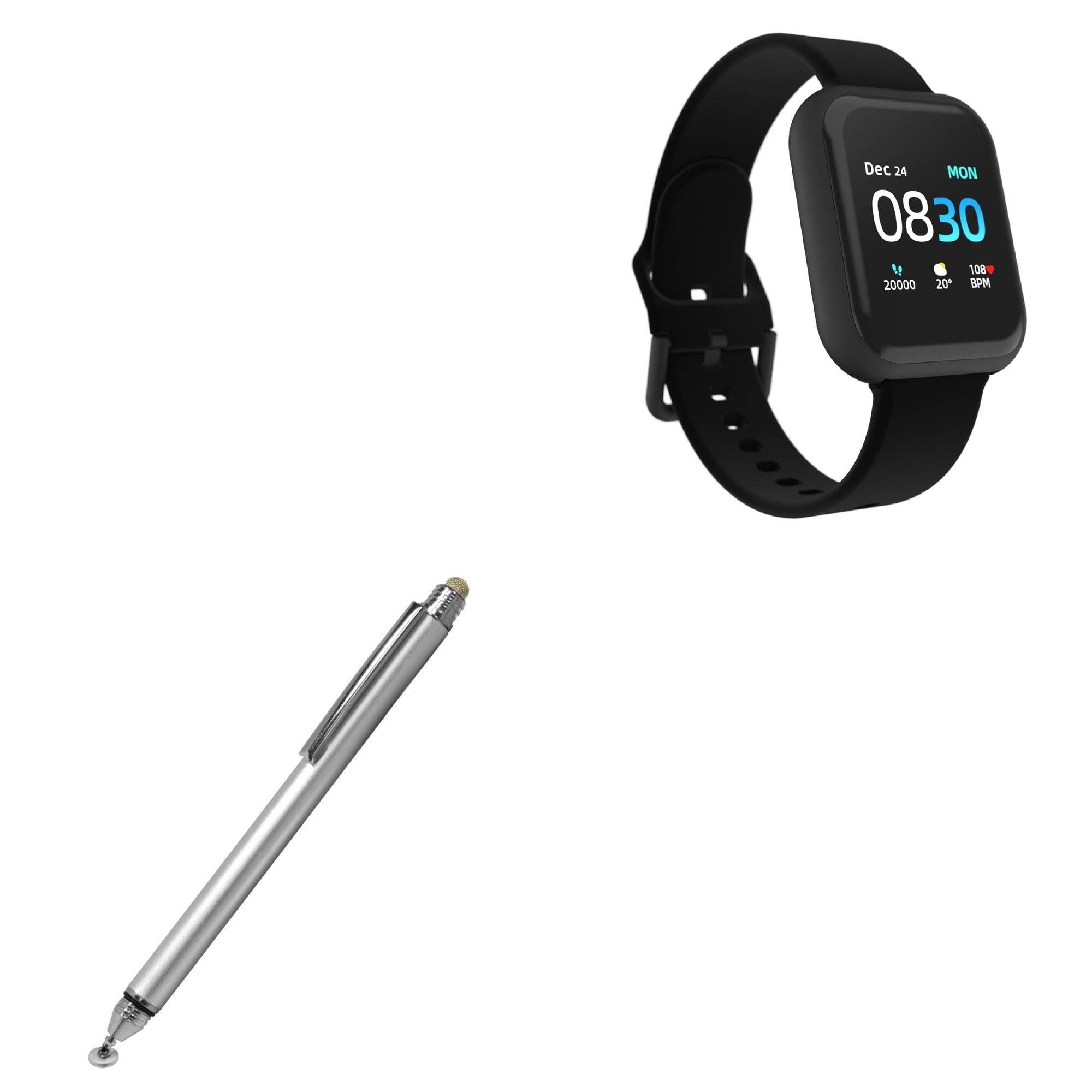 BoxWave Stylus Pen Compatible with iTouch Air 3 Smartwatch (194866069445) - DualTip Capacitive Stylus, Fiber Tip Disc Tip Capacitive Stylus Pen - Metallic Silver
