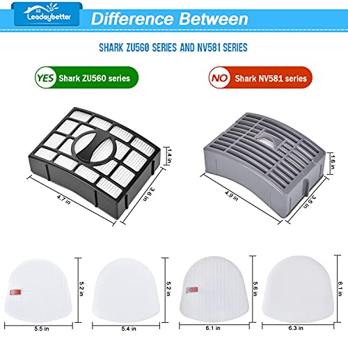 Vacuum Filter Replacement For Shark Navigator Zero-M Lift-Away Speed Upright Zu560, Zu560C, Zu561, Zu562, Zu572, Uv572Cco, Uv650, Replace Part Xhepa560 & Xffk560, 2 Post Filters + 4 Foam & Felt Filters #TOP5