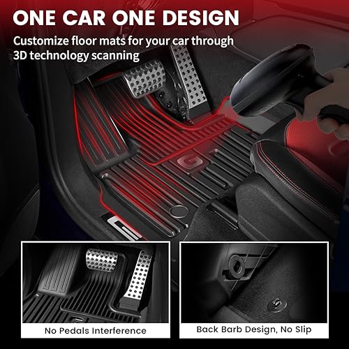 Image of LASFIT Floor Mats & Cargo Mat for Mercedes Benz G Class 2019-2026 | Fit for G550 /G580 /G63 AMG, All Weather TPE Non-Slip, 1st & 2nd Row Car Mats & Trunk Mat, Black