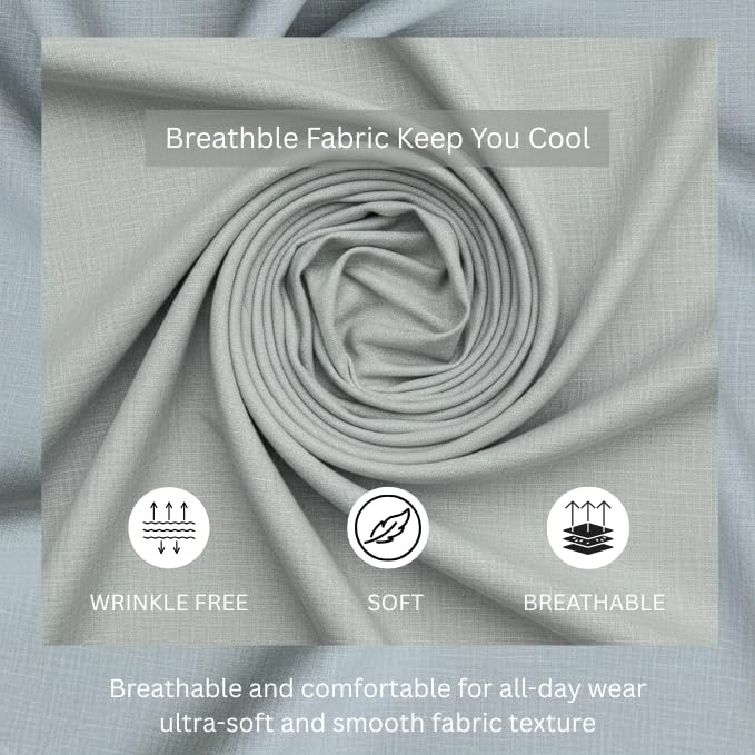 Image of GRECIILOOKS Kurta for Man | Shirt for Man Regular Fit | Mens Casual Shirts | Linen Shirt for Man's | Full Sleeve Shirts for Mens Stylish | Mandarin Collar | Kurta Placket Style
