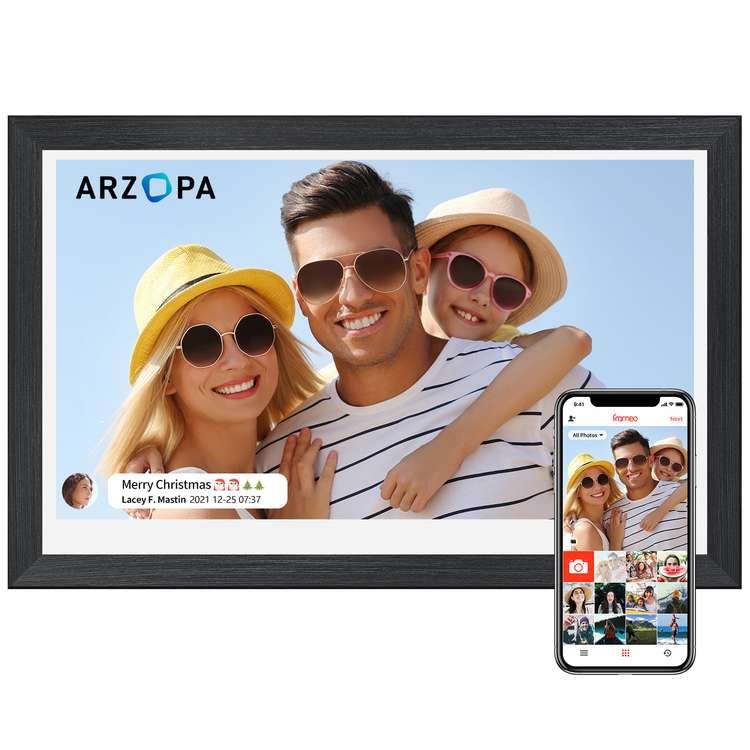 ARZOPADigital Photo Frame, 15.6 Inch Large WiFi Electronic Picture Frame, 1920 x 1080 IPS Full HD Touchscreen