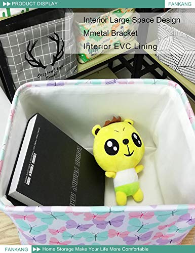 Fankang Rectangular Laundry Basket Nursery Storage Fabric Storage Bin Storage Hamper,Book Bag,Gift Baskets (Butterfly) #TOP5