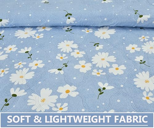 Image of IVAZA Luxury Ultrasonic Punch AC Comforter Blanket - Quilted Microfiber Floral Pattern, Lightweight Breathable All‑Season Blanket for Bedroom, Travel (Singled Bed,228x152 CM) (Soft Sky Blue)