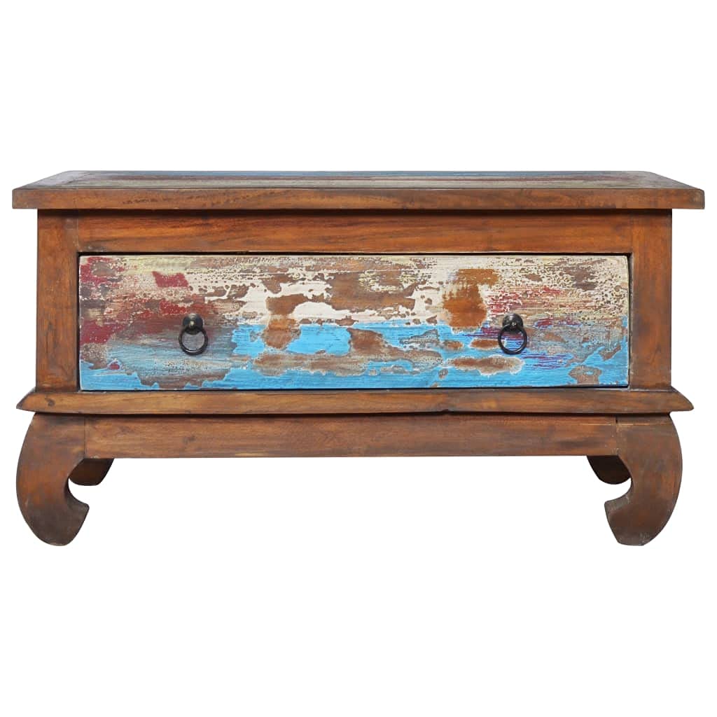 Stolik kawowy w stylu vintage, stolik pomocniczy, stolik kawowy, do salonu, sypialni, 80 x 50 x 40 cm, drewno tekowe