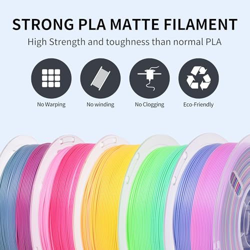Image of RAMBERY Matte Rainbow PLA 3D Printer Filament Bundle, 10 Colors Total 10kg, 1.75mm Multicolor Gradient 3D Printing Filament for Most FDM 3D Printers, 1KG Spool (2.2lbs) x 10 PCS