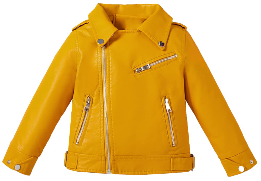 Girls Faux Leather Jackets, Zip Up PU Leather Motorcycle Lightweight Short Bomber Jacket Outwear Coat