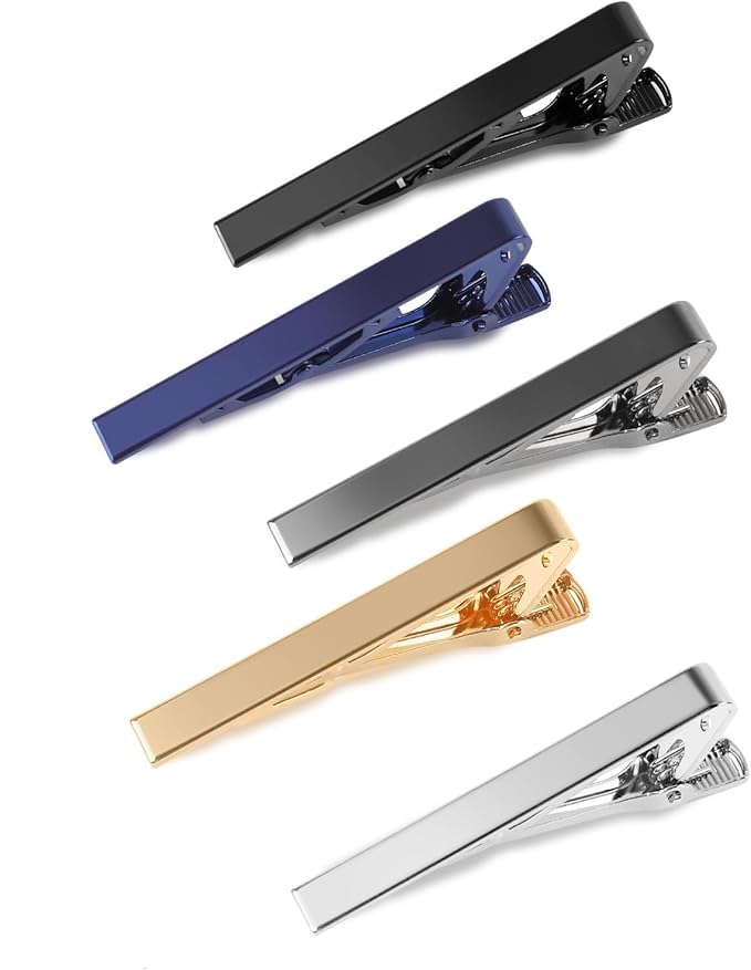 vivinin 5P Tie Clips For Men, 5 Different Classic Tie Bar, Stainless Steel Tie Clip For Business,...