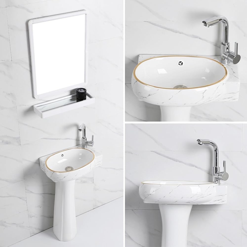 Wolnostojący zlew ceramiczny z przelewem, oszczędzający miejsce design do nowoczesnych łazienek
