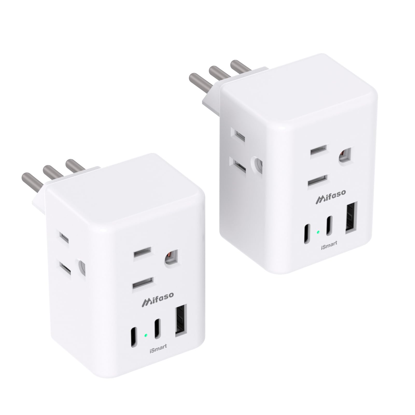 2 Pack Italy Travel Plug Adapter, Type L Power Adapter for Chile, Cuba, Ethiopia, Libya, San Marino, Syria, Uruguay, Vatican City, Travel Essentials