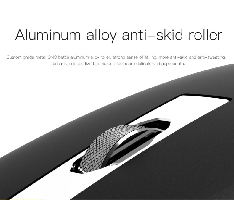 WUDEMWWFE Bluetooth Travel Mouse Arc Wireless Mouse, Slim Silent Portable Curved Rechargeable Dual Mode (BT+2.4G), Metal Roller, Thin USB Optical Computer Mice for Laptop PC Mac iPad Tablet - Black