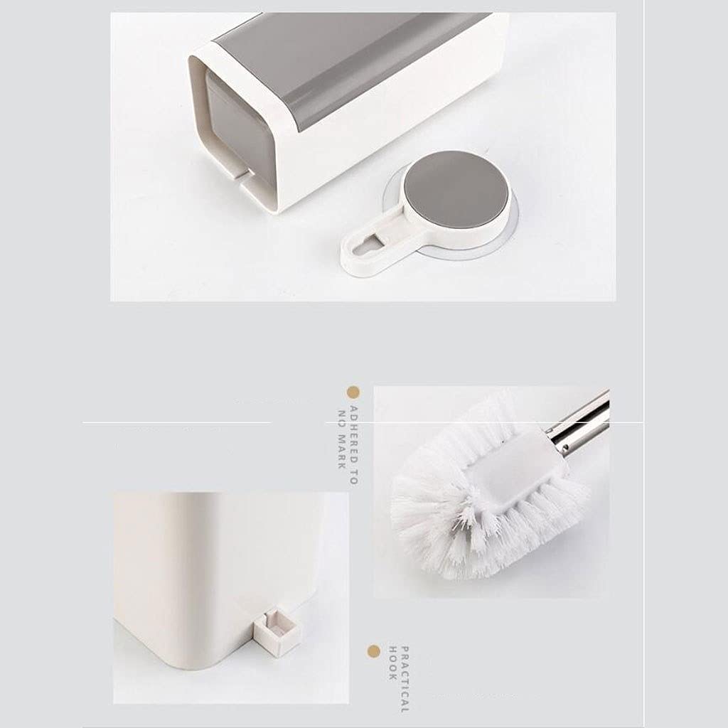 Juego de Cepillo para Inodoro, Cepillo para Inodoro de Pared con Soporte Cuadrado, cerdas de Acero Inoxidable de Mango Largo, Cepillo para Inodoro extraíble para baño con Soporte antigoteo
