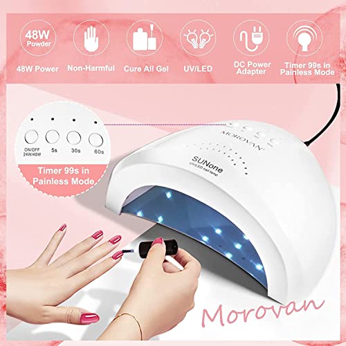 Morovan Poly Gel Nail Kit - 12 Colors Poly Nail Gel Kit With 48W Led Nail Lamp Nail Drill Kit Slip Solution For Beginners Professional Poly Gel Nail Extension Set Diy Home Nail Art Design #TOP3