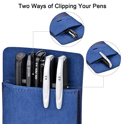 Cacturism BLUE4PACKPULEATHERPOCKETPROTECTOR Pocket Protector, 4 Pack Premium Pu Leather Men Women Pen Holder Pouch Pocket Organizer thumb #1