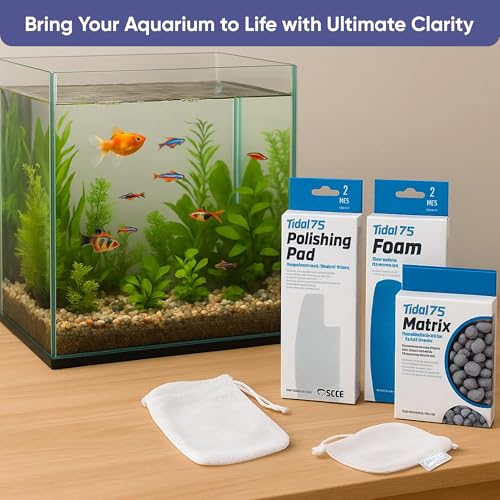 Image of Tidal 75 Filter Maintenance and Replacement Filter Media Kit, Including Gokul Brands Aquarium Filter Media Bags (Tidal 75 Polishing Pads, Foam Filter Sponge, Matrix Bio Media)