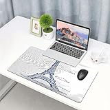 EYLOZS Alfombrilla de ratón extendida con Bordes cosidos,Torre Eiffel Dibujada con bolígrafo y calco de imágenes Dibujadas a Mano en Pa,Base de Goma Antideslizante y Almohadilla para Teclado,40x75 cm