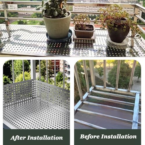 Edelstahl Perforiert Balkon Blech Geländer & Blumen Stützzaun Gitter für Fensterbank Langlebig Outdoor Sichtschutz Wetterbeständig Gartenzaun