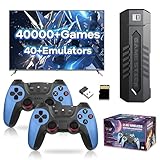 X2 Blue Retro Game Stick 4K, Emulator Video Console 128G Built-in 40000+ Retro Games 40+ Emulators, Plug and Play Video Game Stick for TV, with 2 X 2.4G Rechargeable Wireless Controller