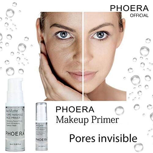 Phoera Face Primer Invisible Pores Base Oil Control Added vitamins Makeup Base Pore Filler Moisturiser Matte Finish Long Lasting Makeup Skin Pore Minimizer UK Cosmetics AquaPurity 6ml - Image 4