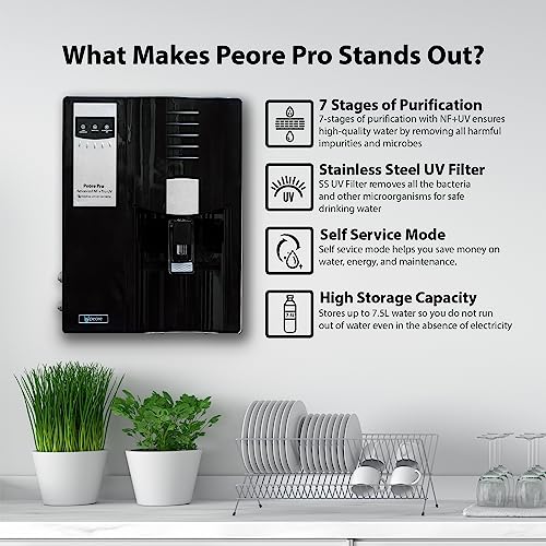 Image of Pro Plus-20 NF + UV Water Purifier | Retains Healthy Minerals and Saves Water | NanoFiltration Better than RO | Self Service Mode | Black (For TDS < 200)