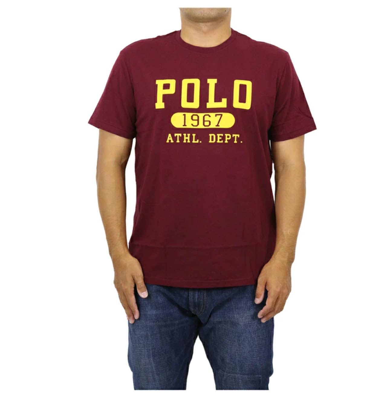 Men's Classic Fit Logo Jersey T-Shirt (Burgundy,XL)