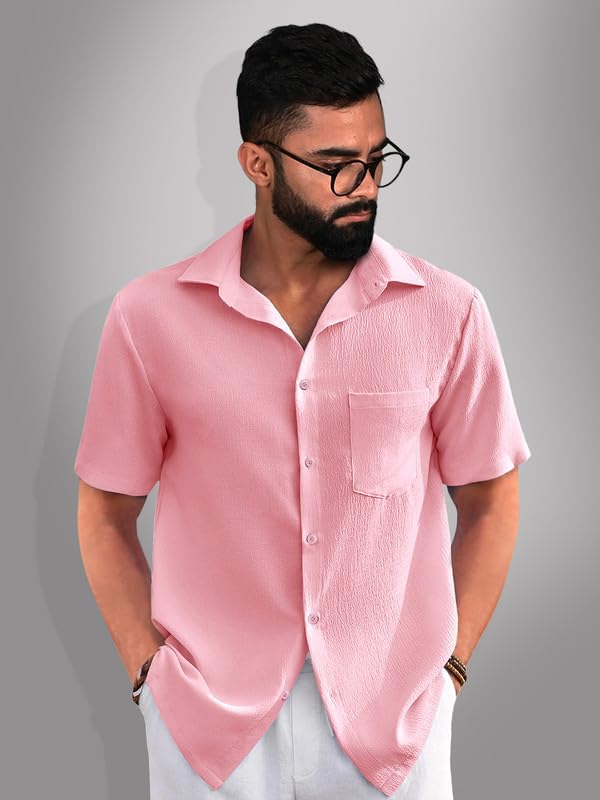 Image of Tee Projekt Solid Shirt for Men's ||Pop corn Shirt|| Solid Shirt for Men's|| Casual Shirt for Men||Half Sleeve Spread Collar Shirt for Men|| Pack of-2