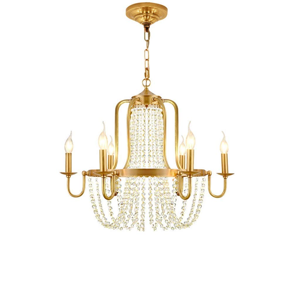 Candelabro de Cristal de Cobre Puro para Sala de Estar, Comedor, lámpara de Estudio, candelabro Moderno de Cobre y Cristal para Comedor Decoration