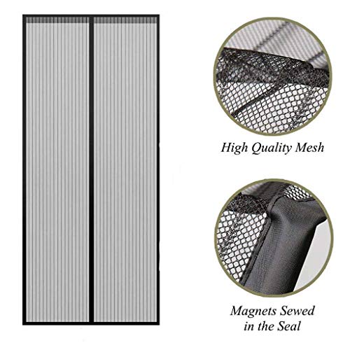 Preisvergleich Produktbild GOUDU Magnet Fliegengitter Balkontür Magnetischer Fliegenvorhang Insektenschutz Glasfasermaterial, für Balkontür Wohnzimmer Terrassentür - Schwarz 105x240cm(41x94inch)