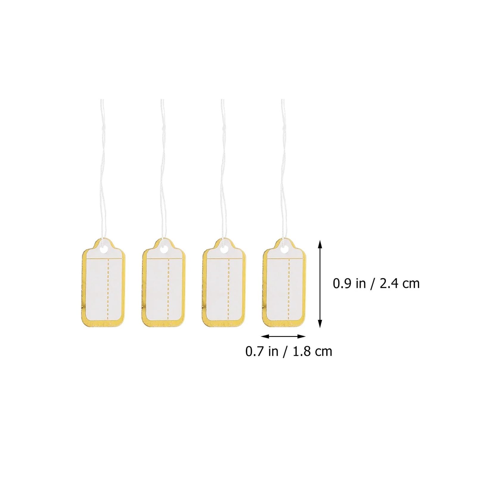 Lot de 500 étiquettes de prix rectangulaires avec ficelle - En carton rigide - Finition feuille d'or - Avec anneau de ficelle pour vêtements, bijoux, étiquettes vierges