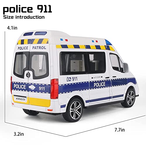 Image of MTG Metro Toys & Gift - Benz Emergency Police Van | 1:24 Scale | Big Size Diecast Model Metal Pull Back Toy car for Kids with Openable Doors & Light, Music Toy Vehicle for Kid 【Colors as Per Stock】