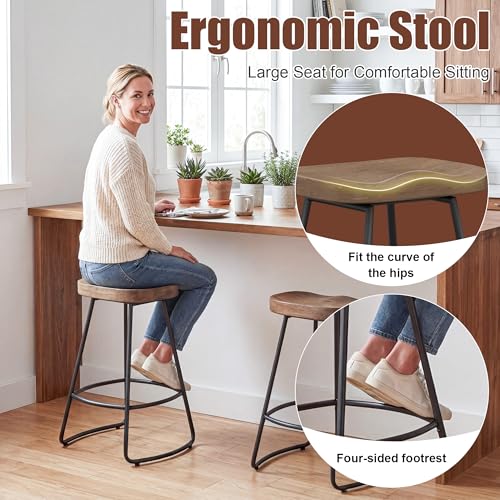 Image of Awonde 26 inch Backless Swivel Bar Stools Set of 4, Large Seat Counter Stools