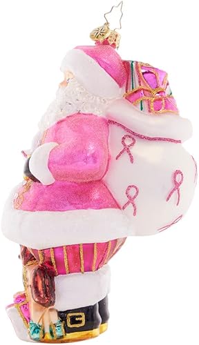 Miniatura 2 de Christopher Radko Adorno decorativo de cristal europeo hecho a mano, Think Pink Santa