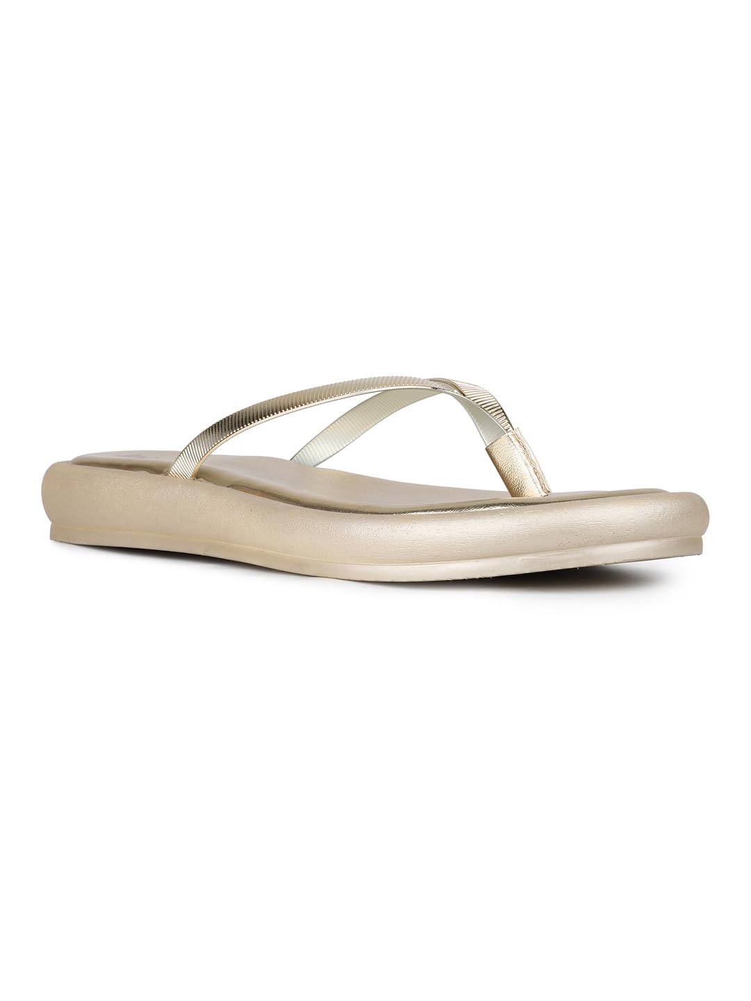 Womens Gold Casual Striped Round Toe Flats Slip-On-image-12