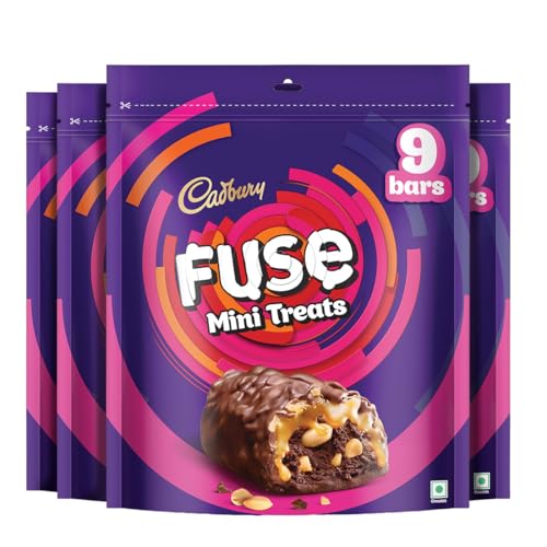 Image of Cadbury Fuse Peanut & Caramel filled Mini Treats Chocolate Bars, 117 g (Pack of 4)