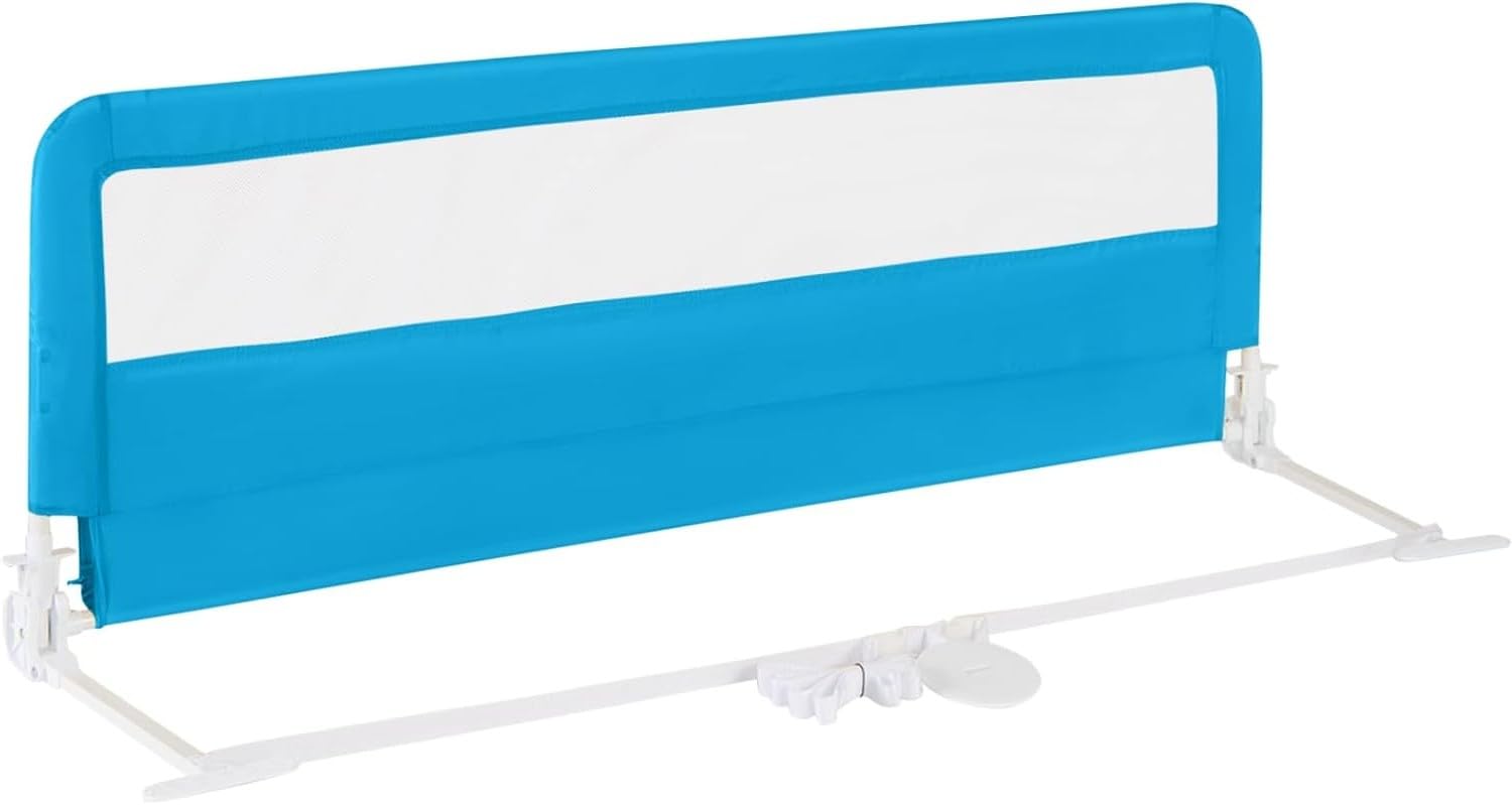Bed Rails for Toddlers, 150CM Extra Long, Upgraded Swing Down Bed Guard w/Safety Straps, Folding Baby Bedrail for Kids Twin, Double, Full Size Queen & King Mattress (Blue)