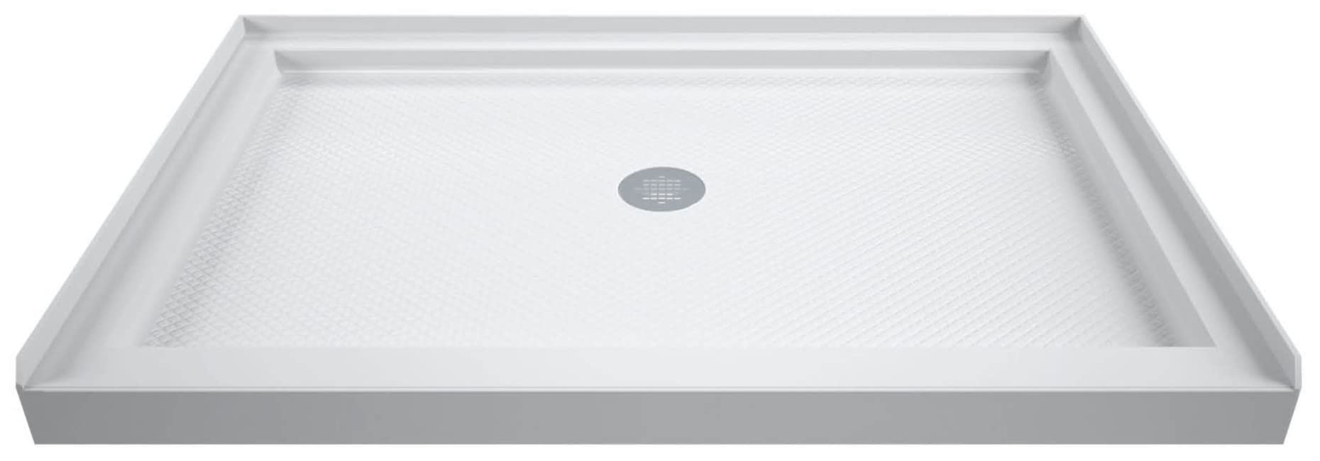 DreamLine SlimLine 34 in. D x 42 in. W x 2 3/4 in. H Center Drain Single Threshold Shower Base in White, DLT-1134420